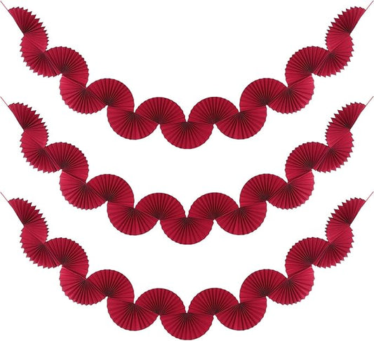 uxcell 3 Pcs Paper Fan Garland, 5.25ft Paper Garland Hanging Decorations Set Party Hanging Decorations Fans for Birthday Parties Holiday Ornaments Family Gatherings Weddings, Red