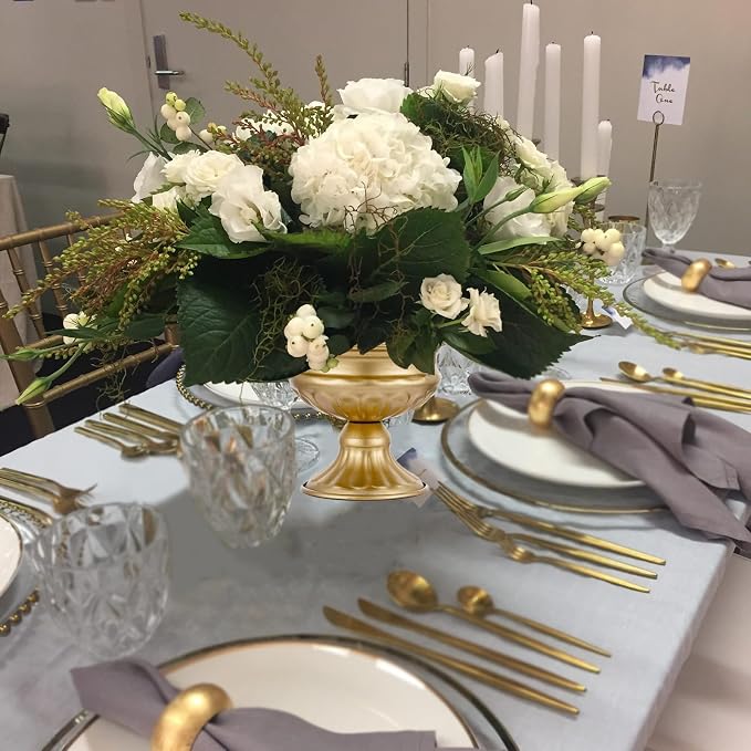 Metal Vases for Table Centerpieces, Hewory Gold Compote Pedestal Vase Floral Container Bulk, Brass Mini Footed Bowl Flower Holders Center Pieces for Wedding Birthday Party Anniversary (2pcs, 5in)
