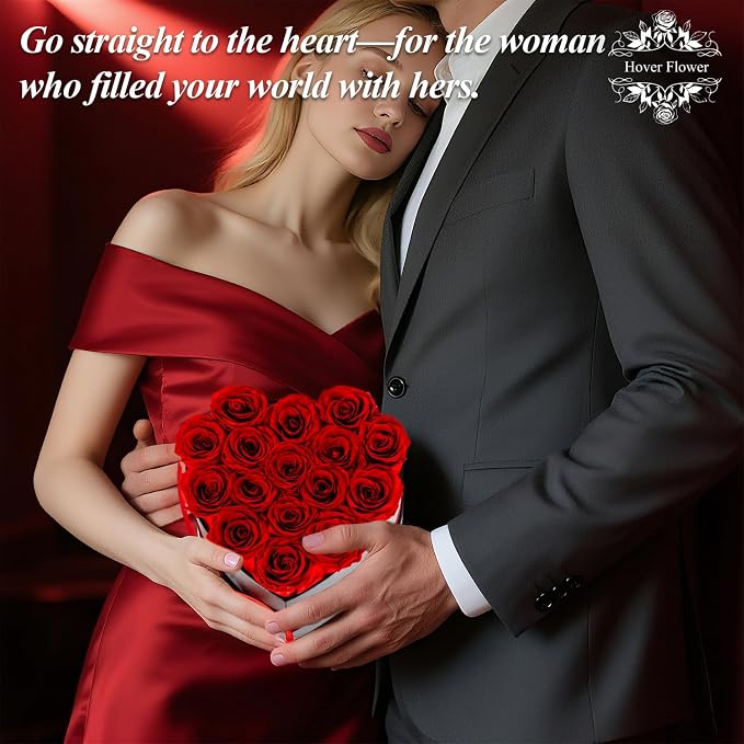 Forver Preserved Roses in a Box, Flowers for Her,Eternal Roses Preserved Flowers for Delivery Prime Birthday, Mothers' Day, Valentine's Day, Christmas (Red, 16 Roses)