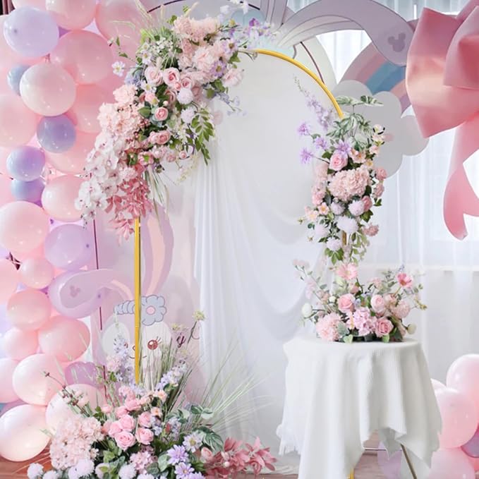 6.6 FT Metal Arch Backdrop Stand, Wedding Arch Backdrop Stand for Ceremony, Gold Wedding Balloon Arch Stand, Reusable Arch Frame Wedding for Birthday Party, Baby Shower and Ceremony Decoration