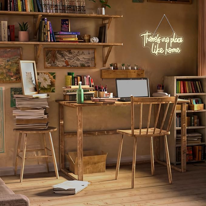 Lucunstar There‘s No Place Like Home Neon Sign For Room Warm White Led Sign USB Powered Neon Light for Wall Decor Light Up Signs for Wedding Party Bedroom Home Decor