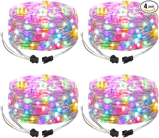 BTF-LIGHTING Chasing Dream Full Color Twinkle Decorative Light 4Pack 16.4ft Total 200LED Addressable WS2812B IC Fairy String DC5V for Kid's Bedroom, Christmas Tree, Party(No Adapter or Controller)