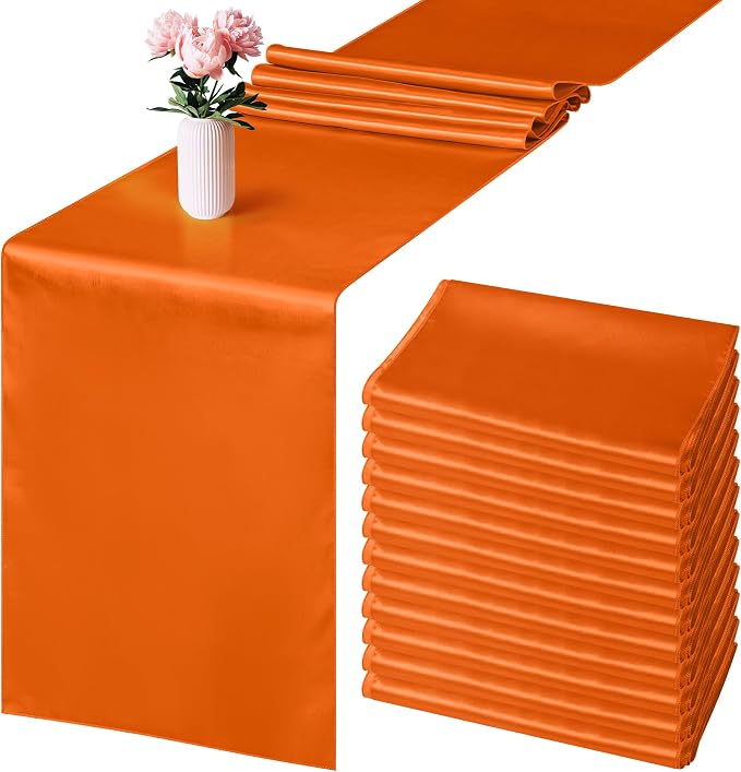Aneco 4 Pack Satin Table Runner 12 x 108 Inch Long Bright Silk and Smooth Fabric Party Table Runner for Wedding Banquet Party Decoration