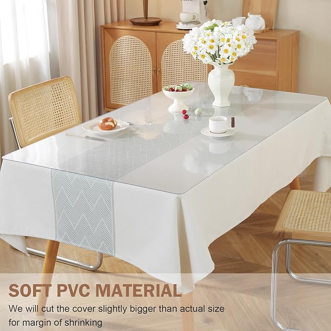 LovePads Clear Table Cover Protector, 36 x 84 Inch 2mm Thick Plastic Table Cover, Table Protector for Dining Room Table, Waterproof Dresser Cover Top for Kitchen, Coffee, Writing Desk
