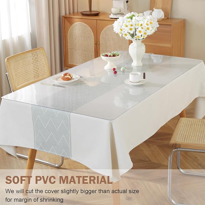 LovePads Clear Table Cover Protector, 30 x 72 Inch 2mm Thick Plastic Table Cover, Table Protector for Dining Room Table, Waterproof Dresser Cover Top for Kitchen, Coffee, Writing Desk