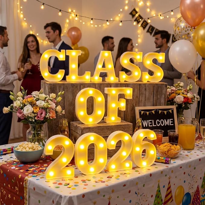 Honoson 11 Pcs Graduation Decorations Class of 2026 Lights up Sign Grad Party Table Decorations for 2026 Preschool High School College Table Centerpieces Decor Party Supplies