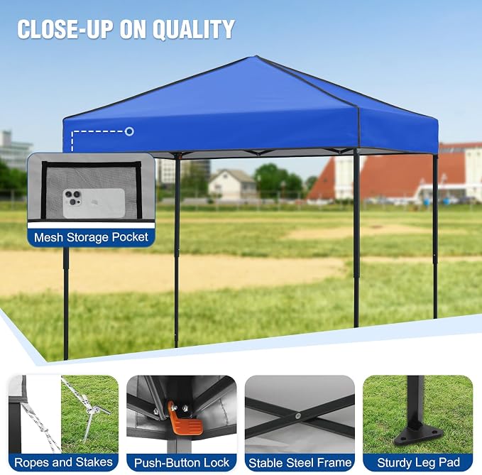 6x4 Pop Up Canopy Tent, Instant Portable Beach Canopy, Outdoor Tent with Carry Bag for Camping, Sports, Tailgating, Events, Blue