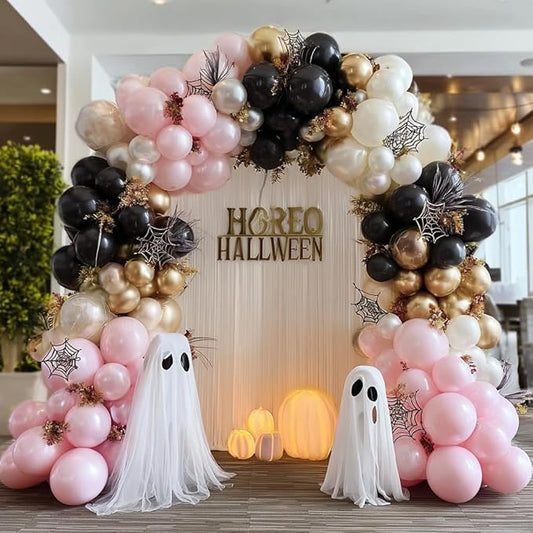 Halloween DIY Double Stuffed Balloon Garland Different Sizes 18In 12In 5In Pearl Pastel White Baby Pink Balloon Arch Kit For Baby Shower Wedding Gender Reveal Birthday Party Decorations