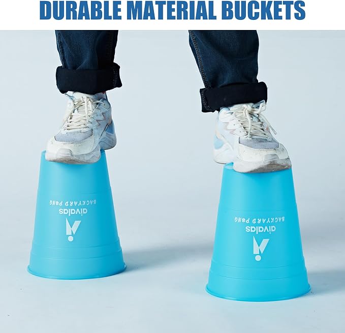 Aivalas Yard Pong Giant Outdoor Toss Games – XL Buckets with Basketball-Style Play, Portable Backyard Lawn Beach Camping Throwing Game for Adults Teens & Family – Includes Carry Bag, Easy to Store