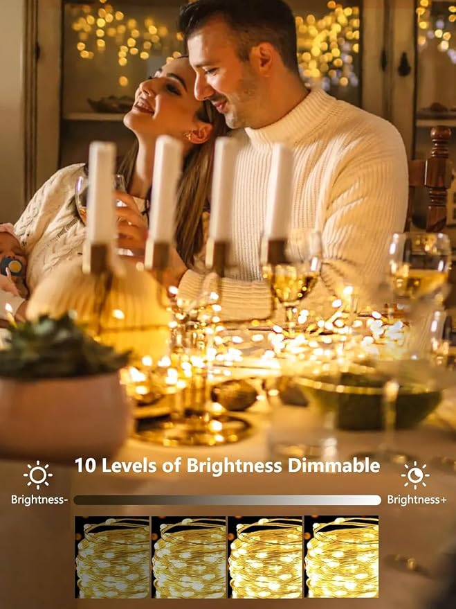 4 Pack 50 LED Fairy Lights Battery Operated with Remote, 16FT Waterproof Twinkle Lights with Timer & 8 Modes, Fairy String Light Outdoor Indoor for Bedroom Classroom DIY Christmas Decor (Warm White)