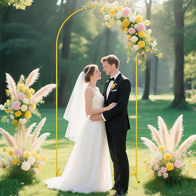 Backdrop Arch Stand with Cover 7.2FT Wedding Arch Stand and Brown Arch Cover Set Metal Arched Frame Stands Balloon Arch Backdrop Stands Covers for Birthday Party Bridal Shower Ceremony Banquet Decor