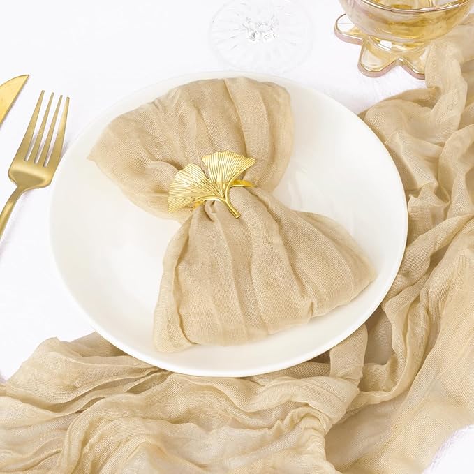 DeZerlor 30 Pack Champagne Cheesecloth Napkins Christmas Cloth Napkins Set of 30 Champagne Holiday Dinner Napkins Bulk 21x21 Inches for Wedding Bridal Shower Baby Shower Xmas Parties