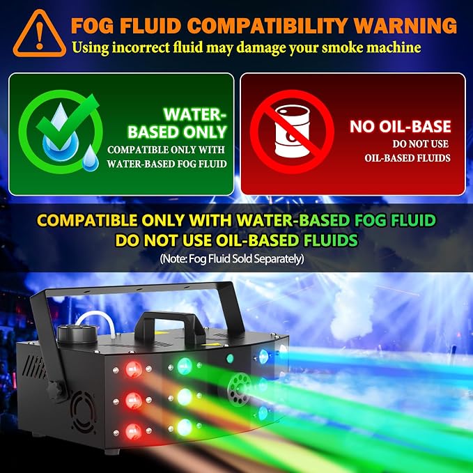 Hakuta Fog Machine Smoke Machine with 12 LED Colorful Beam Light DMX Light Control & Manual Control & Wireless Remote Perfect for Indoor Wedding, Halloween, Party and Stage Effect