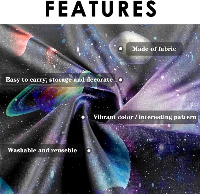 Outer Space Backdrop for Planet Birthday Party | 82.7 x 59 in, Polyester, Outer Space Theme, Lightweight, Reusable, Washable, Birthday Decor, Photo Backdrop