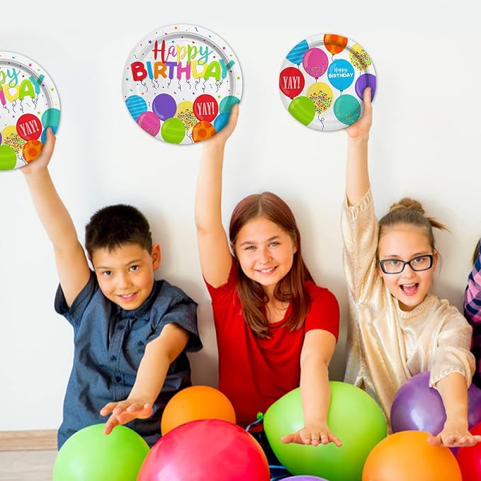 Birthday Party Supplies Disposable Paper Plates Napkins Cups Tablecloth and Banner for Kid’s Birthday Party Decorations, Serve 25