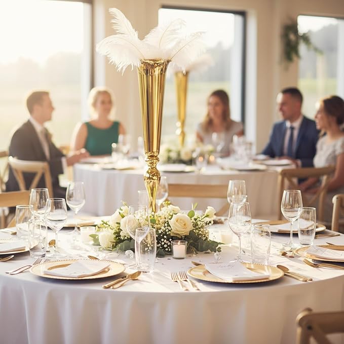 Metal Trumpet Vases for Centerpieces - Set of 10 Elegant Gold Vases for Table, 21.9" Tall Flower Stands for Table Centerpieces Anniversary Celebration Christmas Event Party Home Wedding Decorations