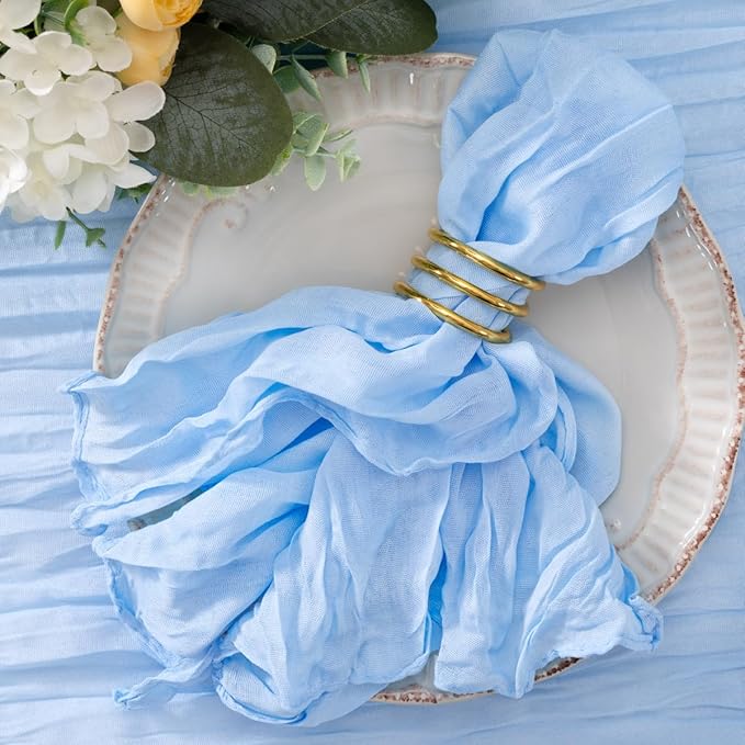 50 Pack Baby Blue Cheesecloth Napkins Cloth Spring Summer Light Blue Cloth Napkins Set of 50 Bulk 21x21 Inches for Wedding Baby Bridal Shower Birthday Dinner Party Table Decor