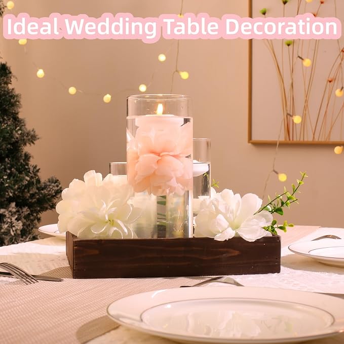 24 Pcs Floating Candles for Centerpieces and Floating Flowers Artificial Flowers Head Vase Filler for Party Home Table Wedding Centerpieces Decoration (Blush Pink)
