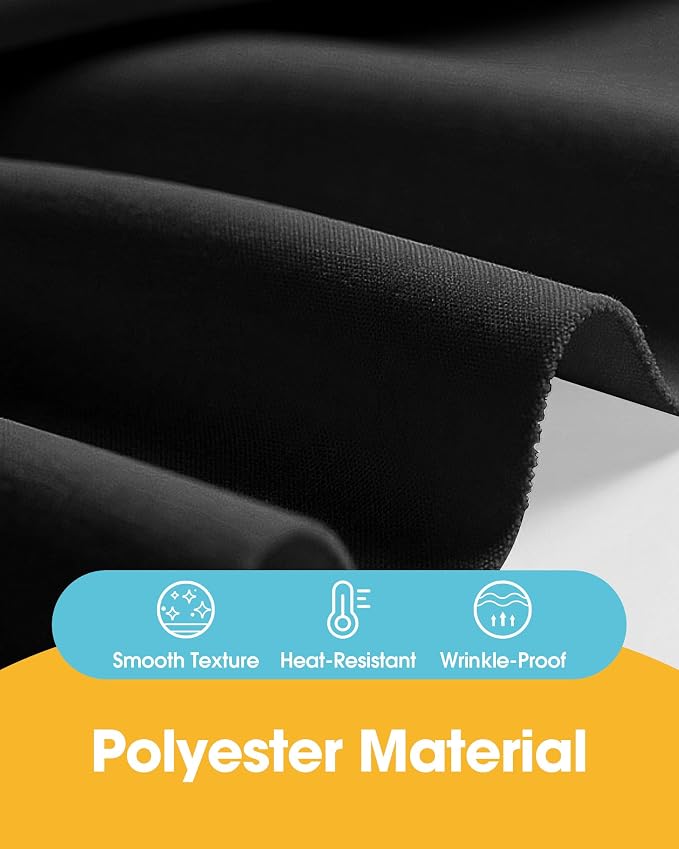 Niuara Black Round Table Cloth - 6 Pack, 90" Washable Polyester Tablecloth for Round Tables, Wrinkle-Resistant Table Cover for Weddings & Parties