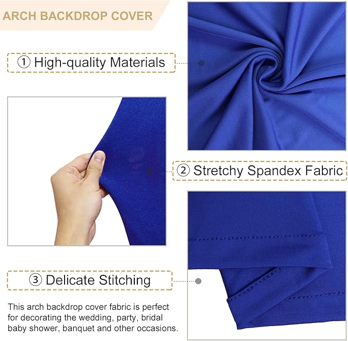 7.2FT Arch Backdrop Cover Royal Blue Spandex Arch Cover Chiara Round Top Arch Cover Backdrop Fabric for Wedding Ceremony Metal Arch Backdrop Stand Cover for Birthday Baby Shower Decorative Supply