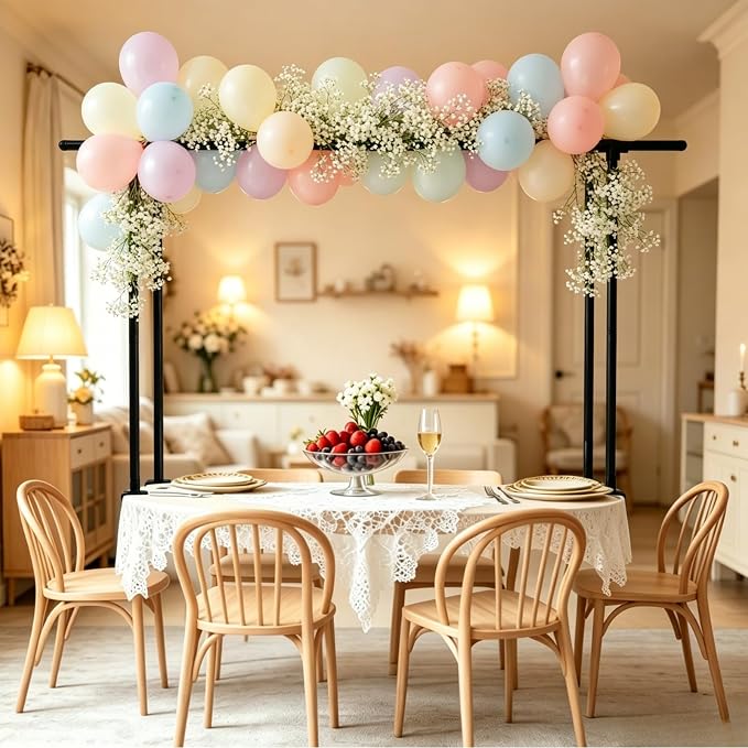 Beyeutao Over The Table Rod Stand with Clamps Adjustable Table Rod 2 Pack Black Rod Stand H16-45 L16-87 Balloon Frame Hanging for Party Anniversary Wedding Birthday Garden Arbors Christmas