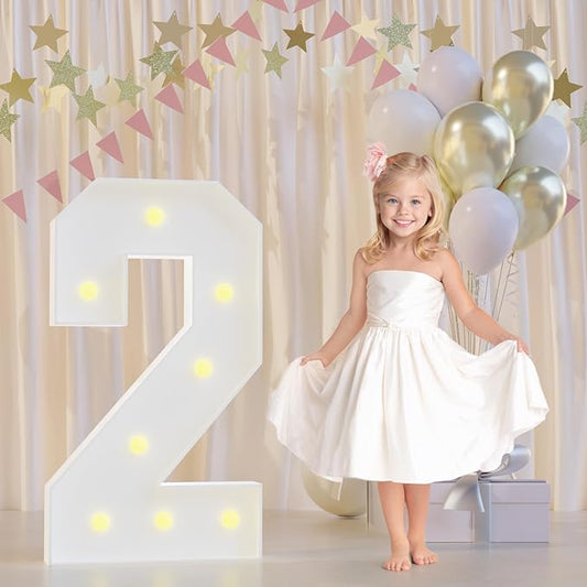 2nd Birthday Decorations Marquee Numbers, 2.3FT Large Light up Number 2 for Birthday Decorations, Number 2 Light up Numbers for Party Anniversary Decor Sign