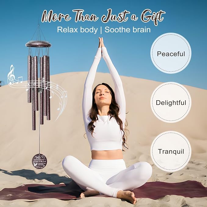 Anniversary Wind Chimes Gifts for Men Women, Happy Anniversary Decorations, 25" Wind Chimes Romantic Gift for Couple, Parents, Wife, Husband, Friends (Wife)