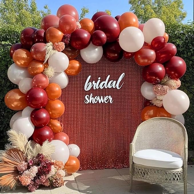 Orange Red Balloon Garland Double Stuffed Burgundy White Dusty Pink Balloon Arch Kit Balloons for Happy Birthday Wedding Baby Shower Bridal Shower Engagement Backdrop Party Decorations