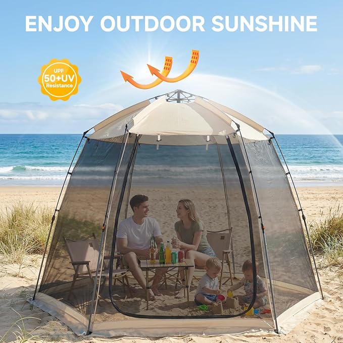 Alvantor® Screen House Gazebo, Pop Up Screen Tent, Instant Screen Room with Carry Bag, Outdoor Mosquito Tent Camping, Sun Shade Shelter for Patio, Garden, Backyard, Deck