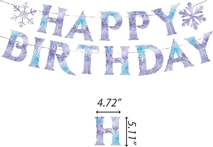 Ice Castle Themed Happy Birthday Party Decorations, Plates Napkins Cups Tableware, Winter Castle Backdrop Tablecloth, Happy Birthday Banner, Cake Topper, Colorful Printed Balloons for Kids Adults