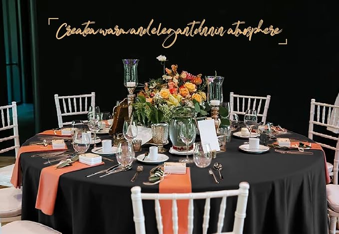 12 Pack Round Tablecloth 120 Inch - Black Polyester Table Cloth, Premium Stain and Wrinkle Resistant Washable Fabric Table Cover for Wedding Party Banquet Restaurant Reception