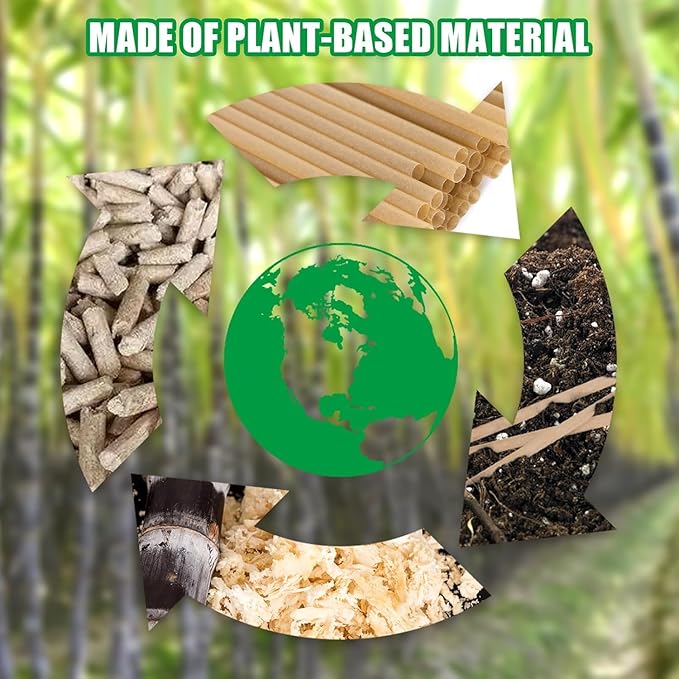 HANSGO 60PCS Sugarcane Straws, 7.8 Inch Drinking Straws Bulk Sturdy for Hot Cold Drinks