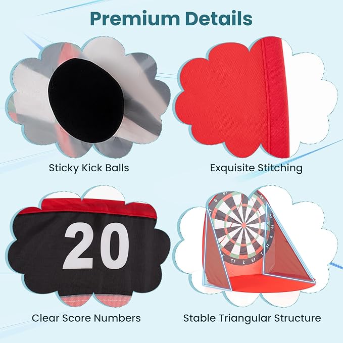 Goplus Giant Dart Board w/ 4 Kick Balls, Carrying Bag, Foldable Portable Throw & Kick Soccer Sport Target Games for Kids Adults Family Activities, Outdoor Yard Lawn Party Carnival Games