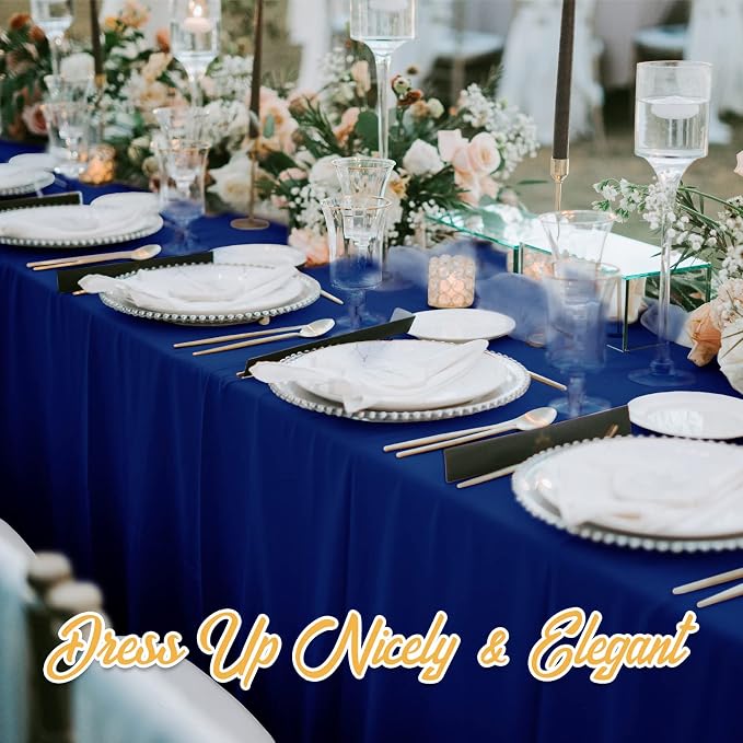 BRILLMAX 6 Pack Navy Blue Tablecloths 90 x 132 Inch for 6ft Rectangle Tables - 150 GSM Polyester Fabric, Floor Length Drop, Water, Stain & Wrinkle Resistant Cloth Cover for Wedding Reception Banquet