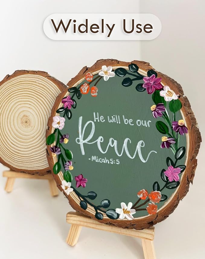 Large Unfinished Natural Wood Slices - 6 Pcs Natural Round Discs Rustic Wood Slices 7.1-7.9 Inch Wooden Tree Bark Discs for DIY Crafts Centerpieces Table Base Decoration Wedding Ornaments Coasters