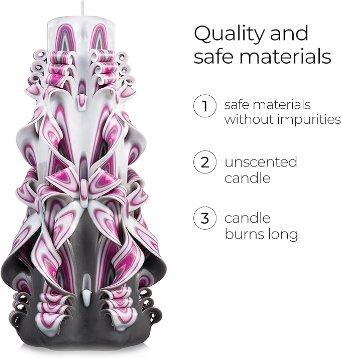 Carved Candles - Handmade Long Burning Decorative Luxury Candles - Unscented - Perfect for Home Decor, Relaxation, Gifts for Women, Special Occasions, Christmas Gift for Mom - Crimson Haze
