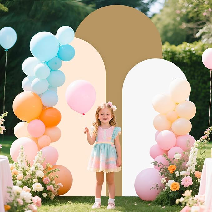 Set of 3 Wedding Arch Cover Brown Arches Backdrop Cover 6FT 5FT 4FT Spandex Backdrop Covers for Balloon Arch Stands Chiara Arched Covers Stretchy Backdrops for Baby Shower Graduation Party Decor