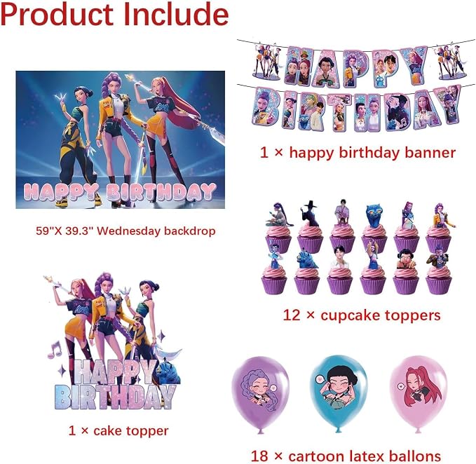 Happy birthday banner supplies decoration letter balloons pink girl's school classroom decoration, fan meeting, birthday party, etc (Style 2)