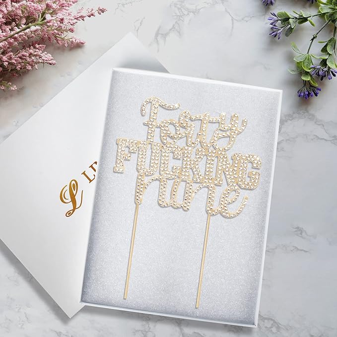 LINGTEER Happy 49th Birthday Funny Gold Rhinestone Cake Topper - Cheers to 49 Years Old,Happy 49th Birthday Cake Centerpieces Topper Decorations Gift Sign.
