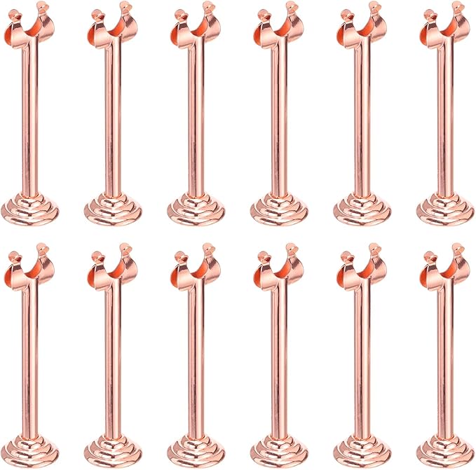 MECCANIXITY 12Pcs Table Number Holder 3.9 Inch Place Card Holder Picture Holders Rose Gold Table Sign Holders for Wedding Anniversary Birthday Party