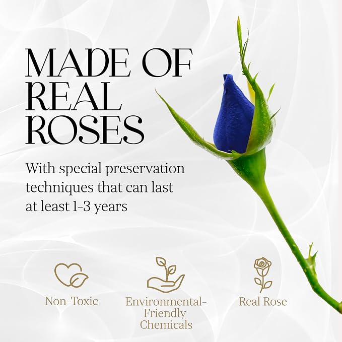 GLAMOUR BOUTIQUE 7 Flower Forever Heart Shape Box, Mothers Day Gift For Mom, Eternal Preserved Roses Gift for Her, Flowers bouquet, For Birthday, Anniversary, Girlfriend - Blue (Color-Treated)