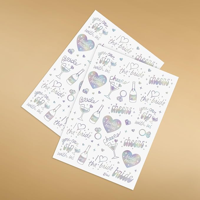 Glitter Bride to Be Sash Set – Glitter Sash, Plain Veil & Temporary Tattoos – Bridal Shower Hen Night Bachelorette Party Accessories