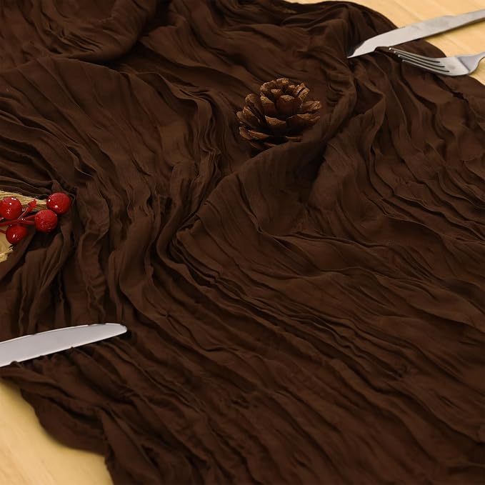 8 Pack Brown Cheesecloth Table Runner 120 Inch 10FT Gauze Cheese Cloth for Jungle Theme Party, Boho Decor, Retro Decoration