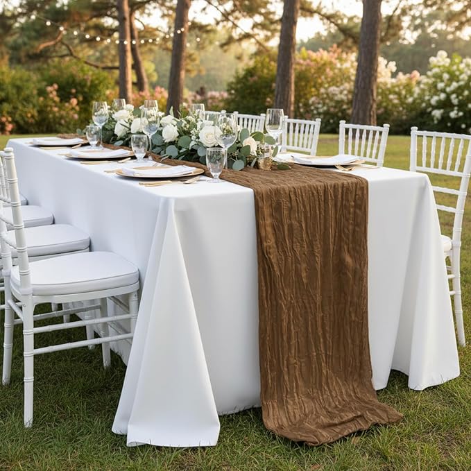 Light Brown Cheesecloth Table Runner 120 Inch 10FT Cheese Cloth Fabric Runners 1 Pack for Jungle Theme Party, Boho Decor, Retro Decoration
