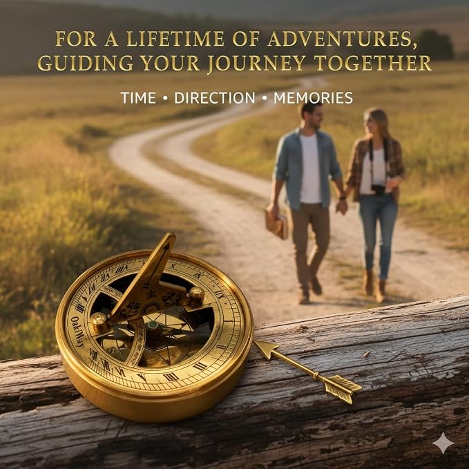 OakiWay Anniversary Sundial Compass Gift for Him or Her - Unique Gift Ideas for Husband or Wife, Men Wedding Anniversary 50th 40th 25th 20th Year Celebration, Gift Card Included
