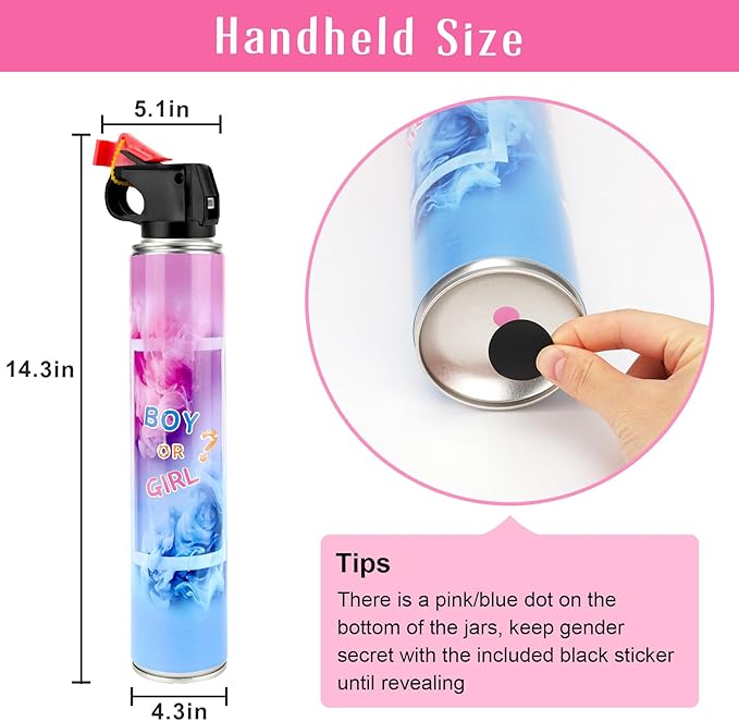 QIYVLOS Gender Reveal Fire Extinguisher 2 Packs, Gender Reveal Smoker Bomb, Baby Girl Reveal Party Ideas for Gender Reveal Decorations (Extra Large, Pink)