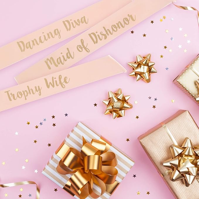 POP FIZZ DESIGNS Bachelorette Sash Set (12 pcs) 1 White Bride to Be Sash + 1 Maid of Honor Sash + 10 Bachelorette Sashes for The Bride Tribe - Amazing Bachelorette Party Favors