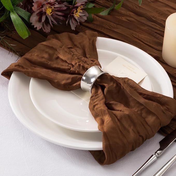 20 Pack Brown Cheesecloth Napkins Cloth Washable Spring Summer Cloth Napkins Set of 20 Bulk 21x21 Inches for Wedding Baby Bridal Shower Birthday Dinner Party Table Decor