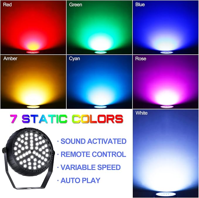 Strobe Lights Halloween, Telbum Colorful Strobe Light for Parties, Super-Bright 54 RGB LED Mini Strobe Lights with Remote Control Sound Activated, Plug-in Flash Light for Room DJ Stage Wedding 2Pack
