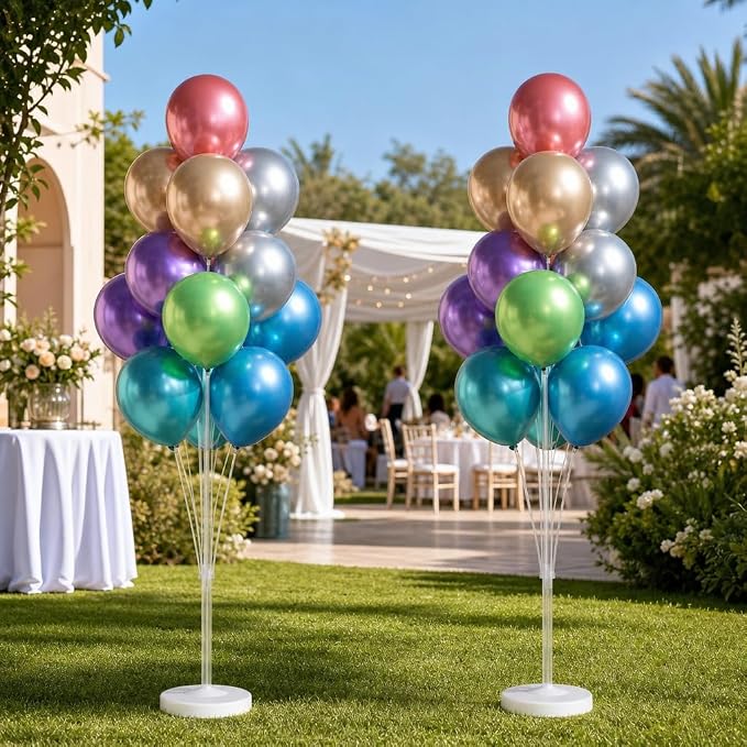 Balloon Column Kit for Floor-7 Colors Metallic Balloon Stand Kit,Base&Pole,Balloon Tower Backdrop Arch Decoration for Wedding,Bridal&Baby Shower,Birthday Party,Anniversary,Graduation